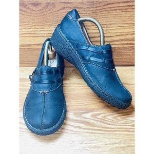 Clarks Artisan Shoes Slip on Womens 8M Comfort Soft Leather Black